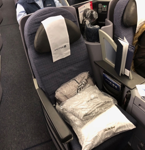 A superbly padded arm chair for a longhaul flight